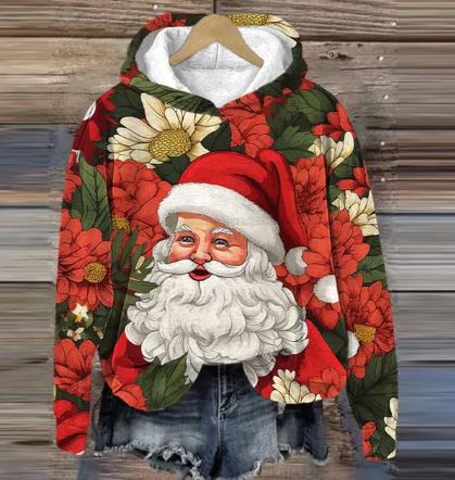 W&W Mode | Vintage Santa Kapuzenpullover Mit Print