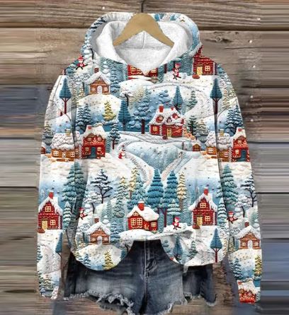 W&W Mode | Vintage Santa Kapuzenpullover Mit Print