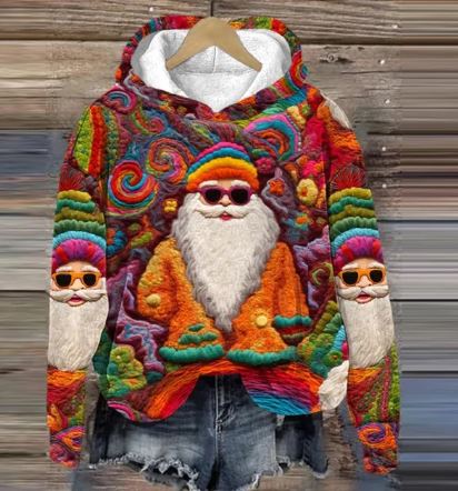 W&W Mode | Vintage Santa Kapuzenpullover Mit Print