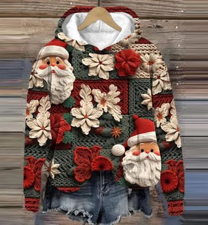 W&W Mode | Vintage Santa Kapuzenpullover Mit Print