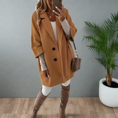 W&W Mode - Damen schicker oversized Mantel in Elfenbein