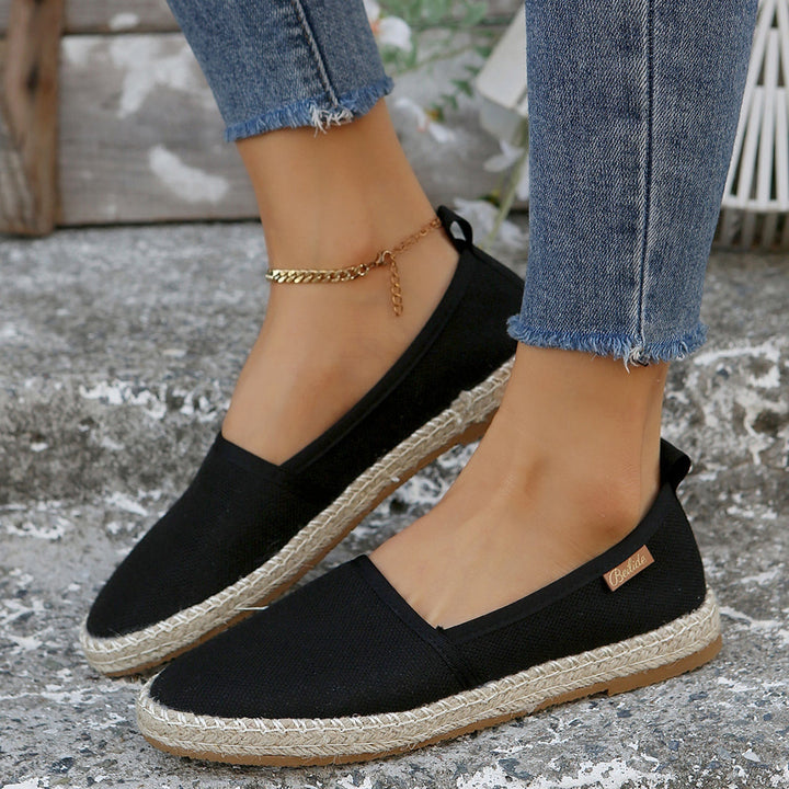 W&W Mode | Flache Canvas Espadrilles Mit Kontrastierenden Paneelen