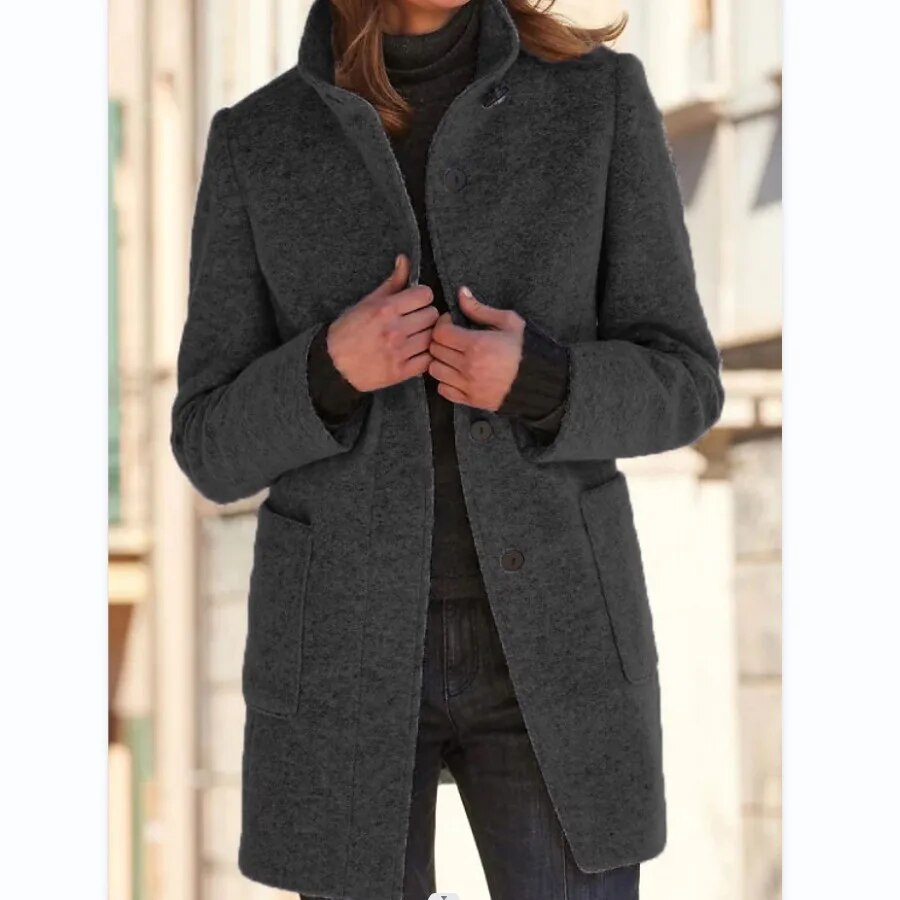 W&W Mode Wollmantel mit Stehkragen und Taschen - Julia