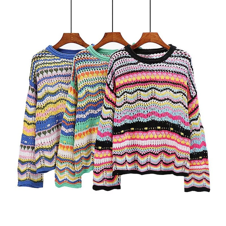 W&W Mode | Buntgestreifter Strickpullover