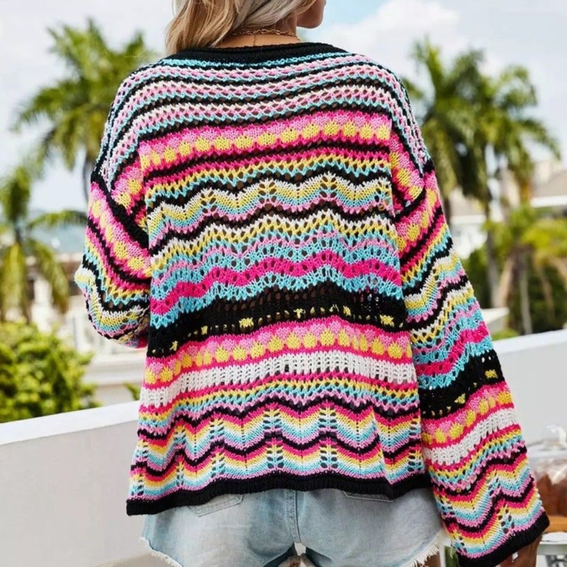 W&W Mode | Buntgestreifter Strickpullover