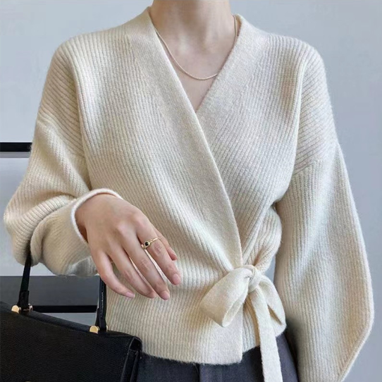 W&W Mode | Schicker Wickelpullover mit Bindegürtel