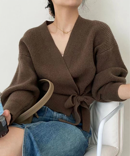 W&W Mode | Schicker Wickelpullover mit Bindegürtel