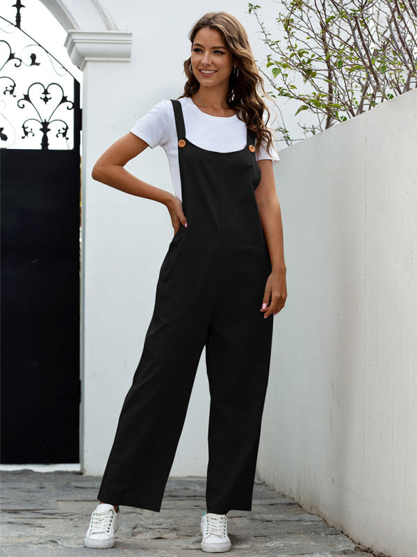 W&W Mode | Damen Gewebte Retro Lässige Lange Latzhose