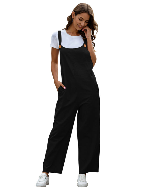 W&W Mode | Damen Gewebte Retro Lässige Lange Latzhose