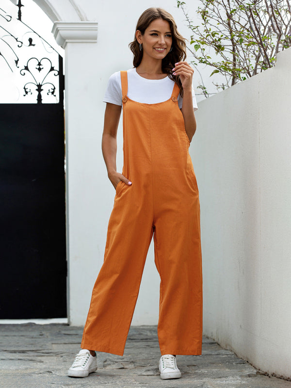 W&W Mode | Damen Gewebte Retro Lässige Lange Latzhose