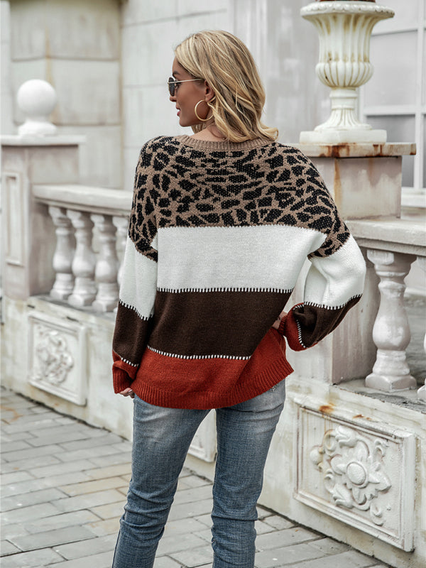 W&W Mode | Damenpullover mit Leopardenmuster und Farbflächen