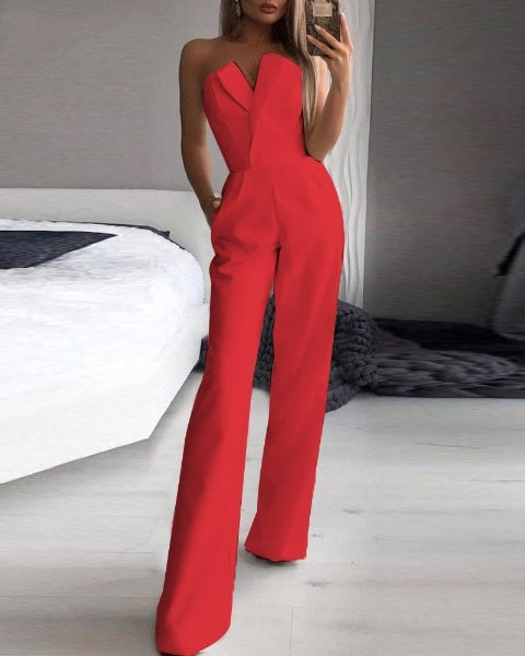 W&W Mode Roter ärmelloser Jumpsuit