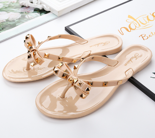 W&W Mode | Nieten-Schleife-Knoten Flip-Flops Sandalen