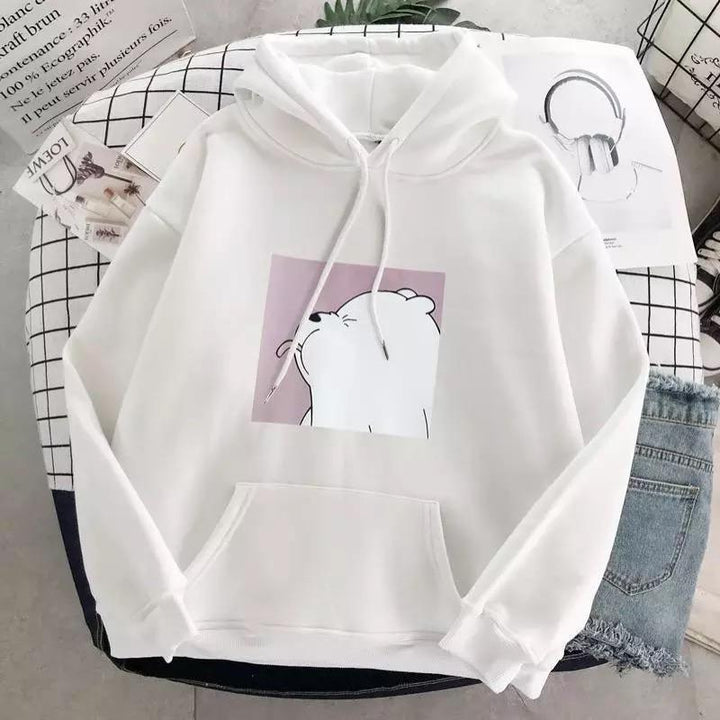 Unisex Oversize-Hoodie mit Eisbär-Aufdruck und weichem Material
