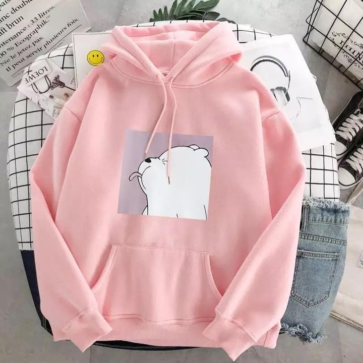 Unisex Oversize-Hoodie mit Eisbär-Aufdruck und weichem Material