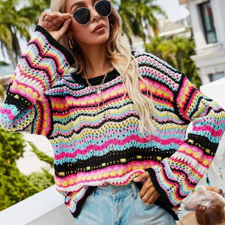 W&W Mode | Buntgestreifter Strickpullover