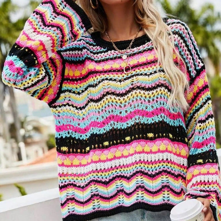 W&W Mode | Buntgestreifter Strickpullover