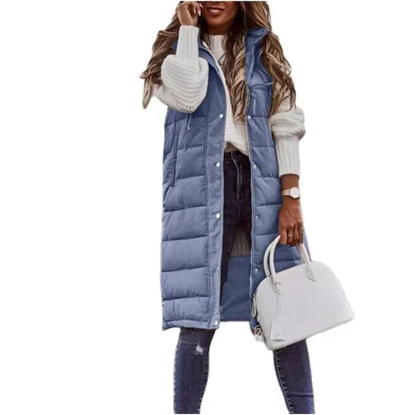 W&W Mode BAUMWOLLE LANGER MANTEL ÄRMELLOS LOSE JACKE