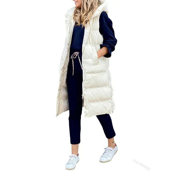 W&W Mode BAUMWOLLE LANGER MANTEL ÄRMELLOS LOSE JACKE
