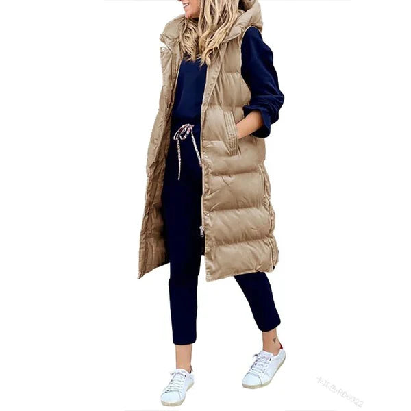 W&W Mode BAUMWOLLE LANGER MANTEL ÄRMELLOS LOSE JACKE