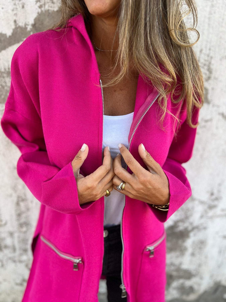 Langärmelige Strickjacke mit Reißverschluss