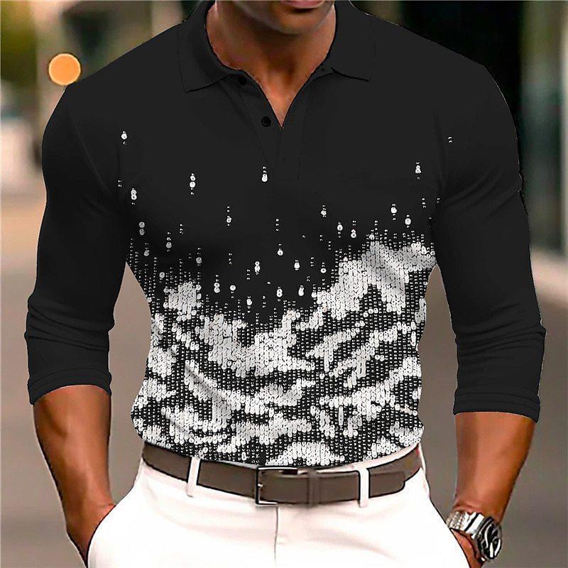 W&W Mode | Luxus Pailletten Polo Shirt Stylisches Freizeit Slim Fit All Season Top