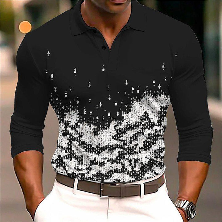 W&W Mode | Luxus Pailletten Polo Shirt Stylisches Freizeit Slim Fit All Season Top
