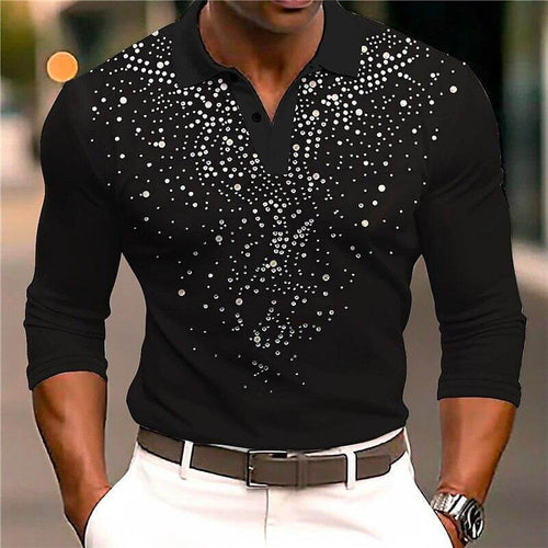 W&W Mode | Luxus Pailletten Polo Shirt Stylisches Freizeit Slim Fit All Season Top