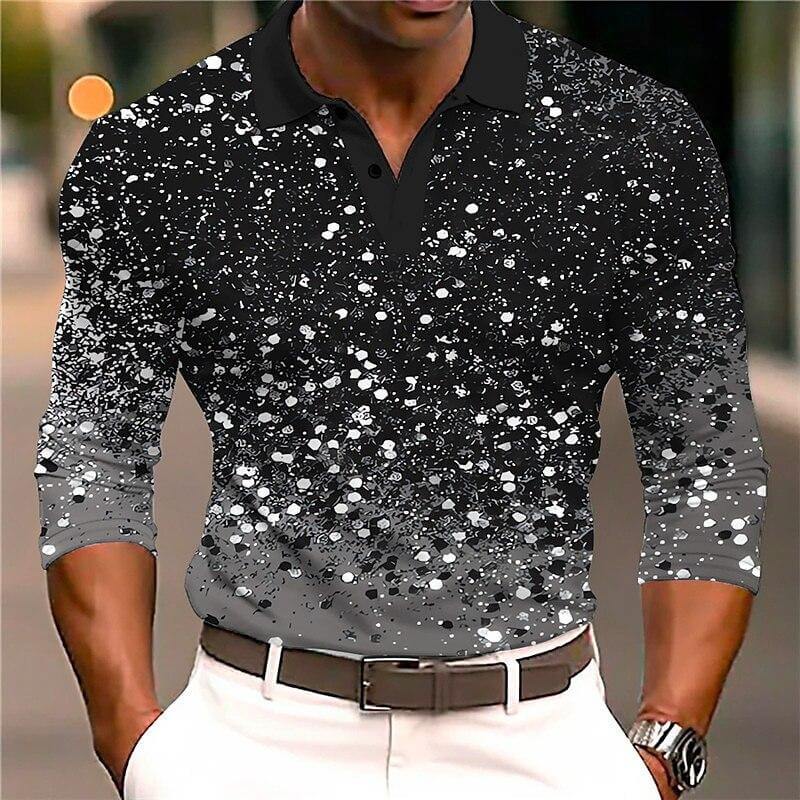 W&W Mode | Luxus Pailletten Polo Shirt Stylisches Freizeit Slim Fit All Season Top