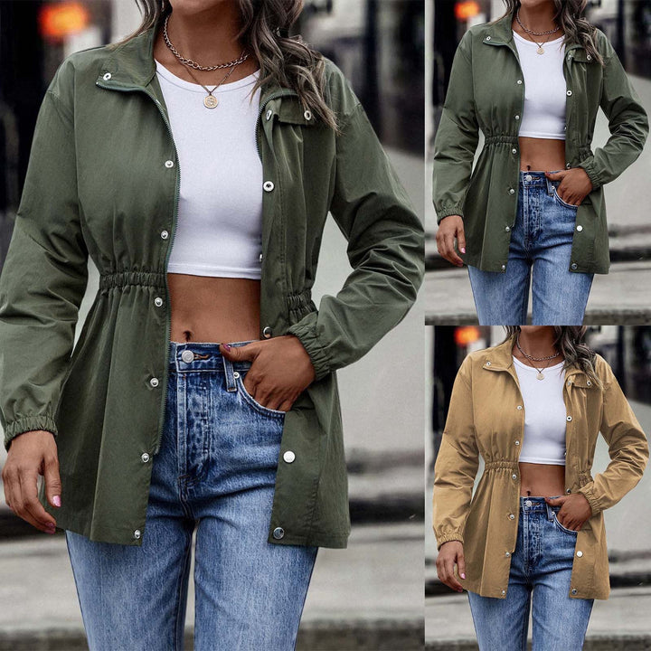 W&W Mode - Damen khaki lässige Kordelzugjacke