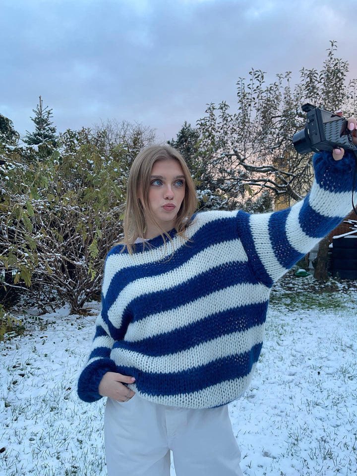W&W Mode | Geflochtene und gestreifte oversized Damenpullover