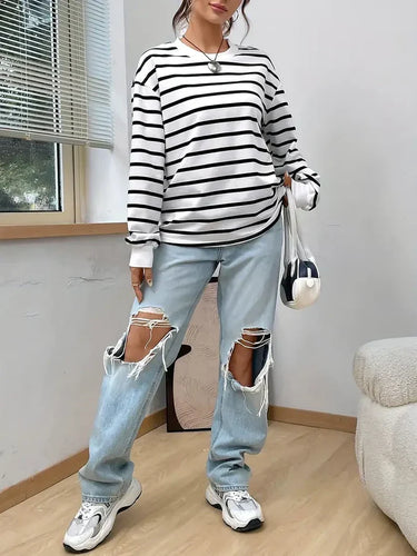 W&W Mode | Gestreiftes Sweatshirt Für Damen