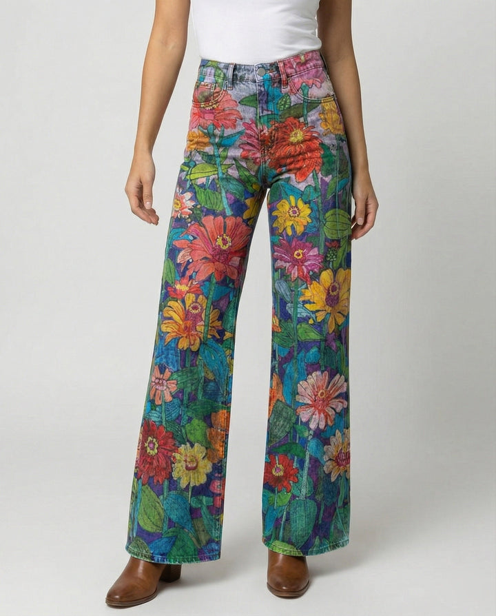 W&W Mode - Modische Jeans, Mit Auffälligem Blumenprint