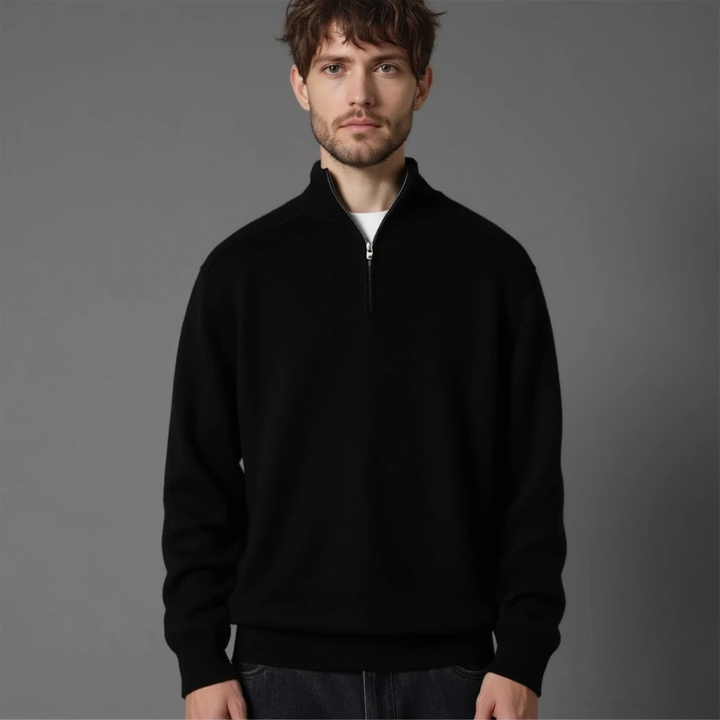 W&W Mode | Wollpullover Mit Halblangem Reißverschluss Für Herren Warm Elegant