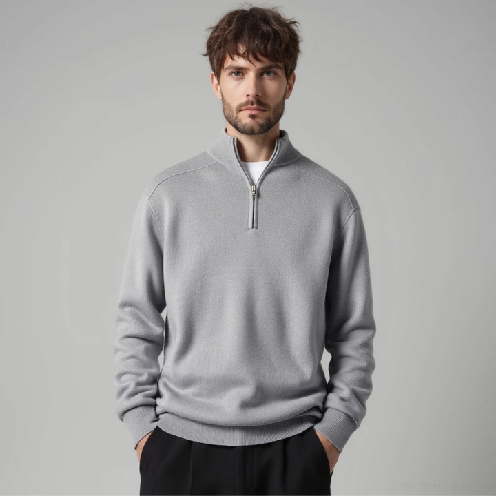 W&W Mode | Wollpullover Mit Halblangem Reißverschluss Für Herren Warm Elegant