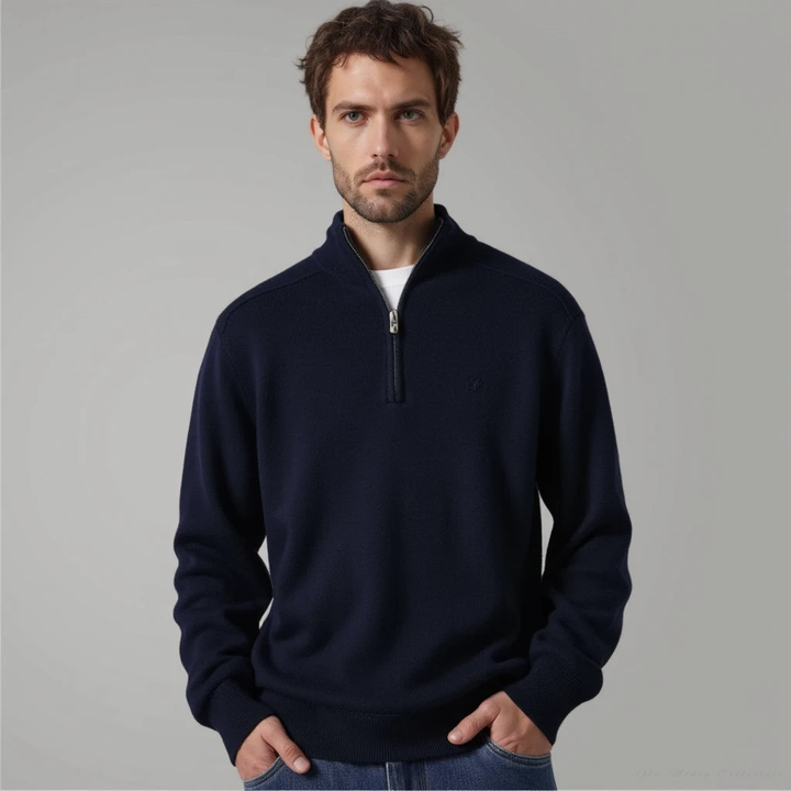 W&W Mode | Wollpullover Mit Halblangem Reißverschluss Für Herren Warm Elegant