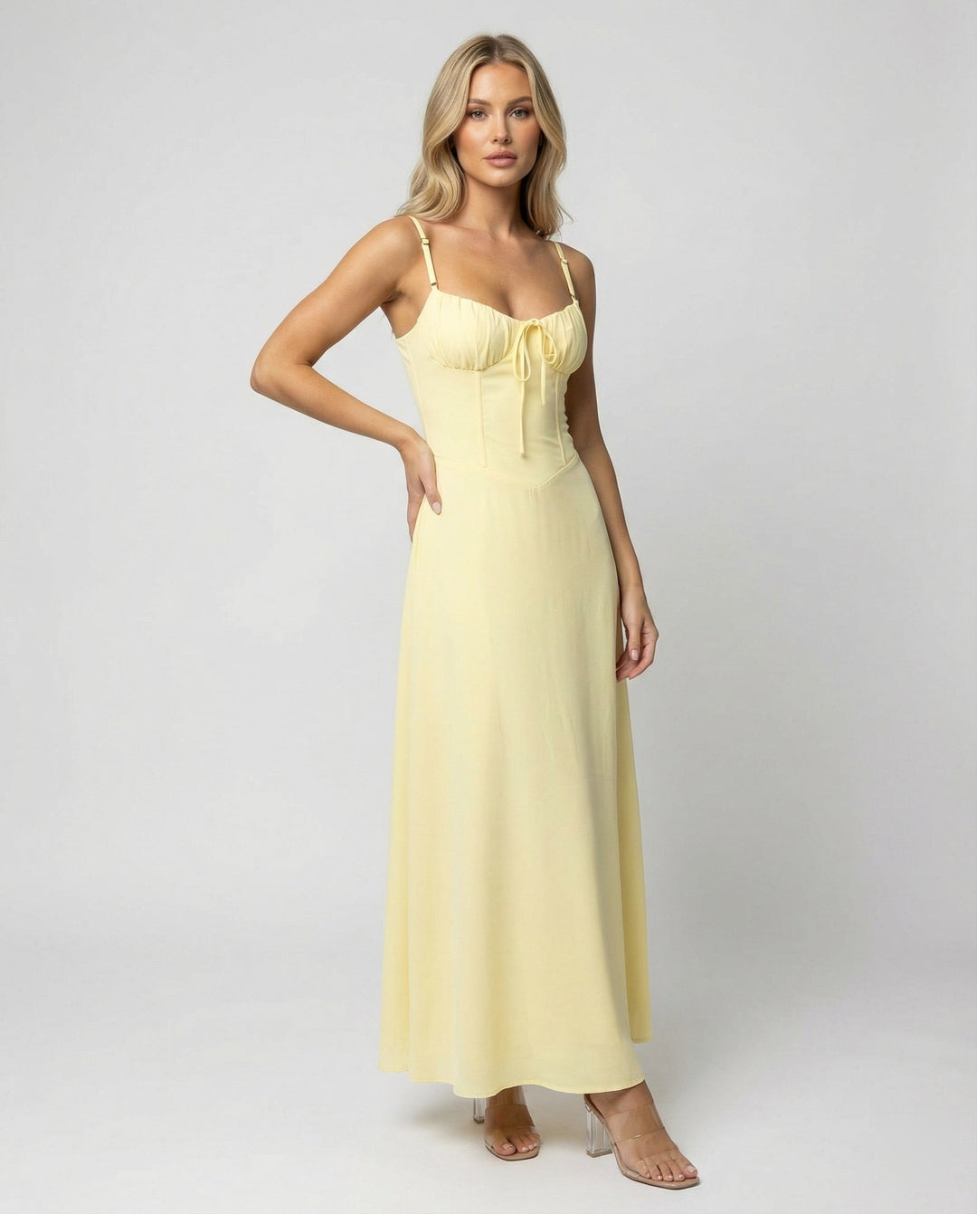 Elegantes Damen-Maxi-Kleid mit Spaghettiträgern für festliche Anlässe | W&W Mode