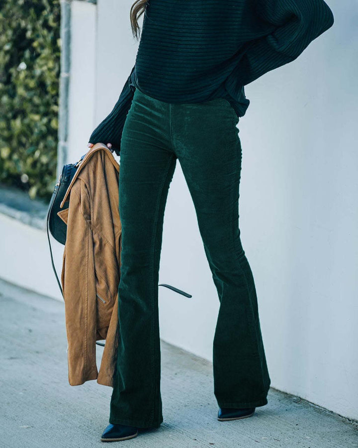 W&W Mode Elastische Taille Lässige Hose Schlanke ausgestellte Hose