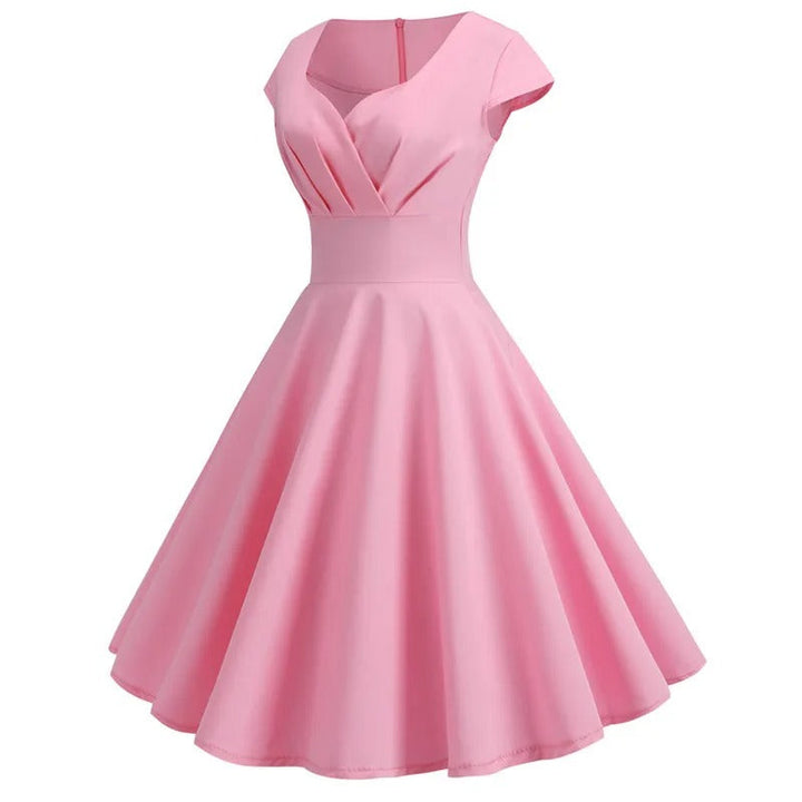Damen Vintage-Sommerkleid mit V-Ausschnitt, weitem Schnitt und Rüschen