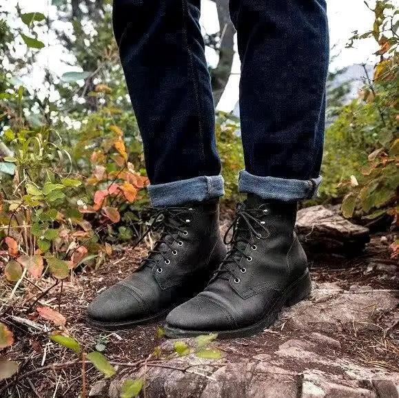 W&W Mode | Weinlese Lederstiefel Mit Schnürung