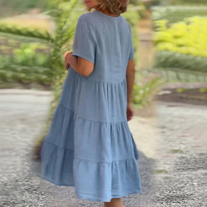 W&W Mode | Elegantes Leinenkleid Mit V-ausschnitt Für Damen