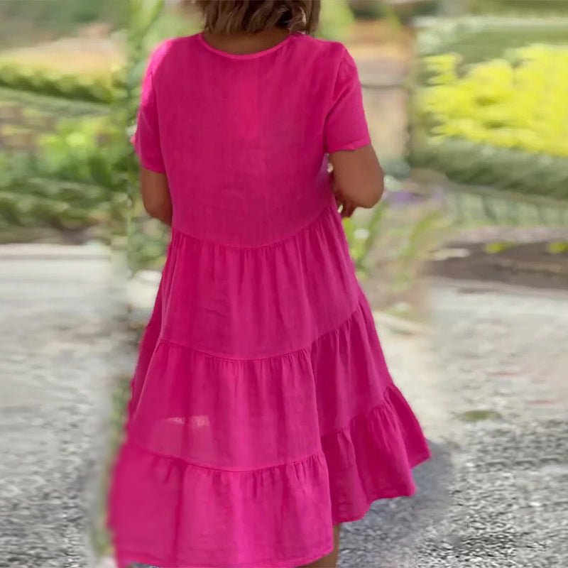 W&W Mode | Elegantes Leinenkleid Mit V-ausschnitt Für Damen