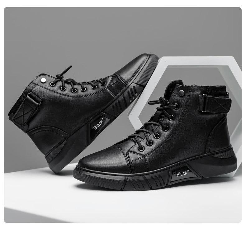 Martini™ - Robuste Herren-Lederstiefel aus schwarzem Leder - Wolf Fashion