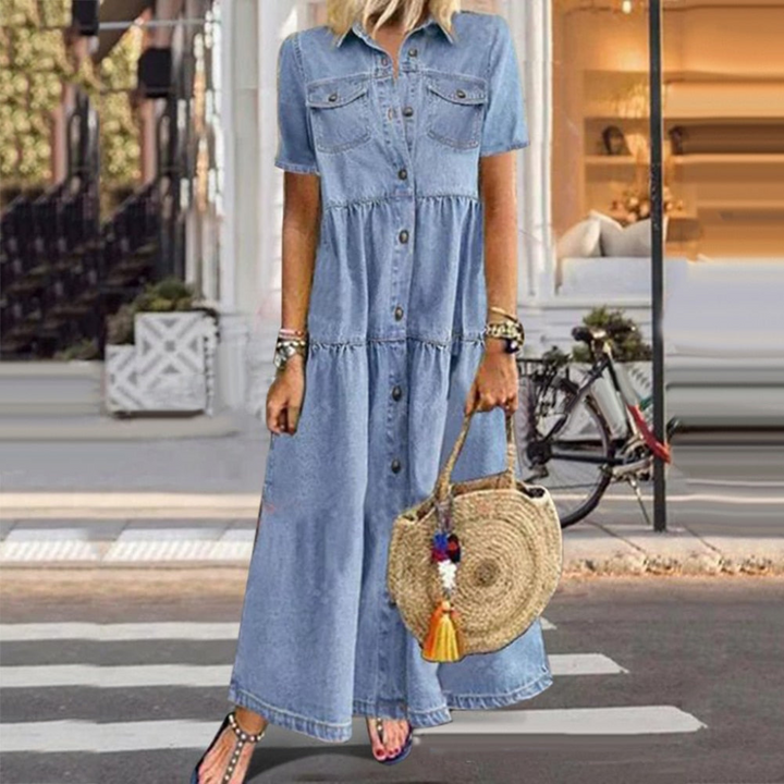W&W Mode | Maxi Denim Kleid Für Damen