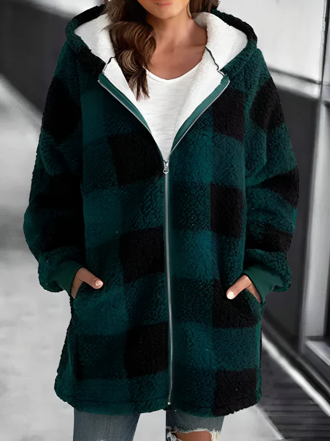 W&W Mode | Karo-Hoodie-Jacke Für Frauen
