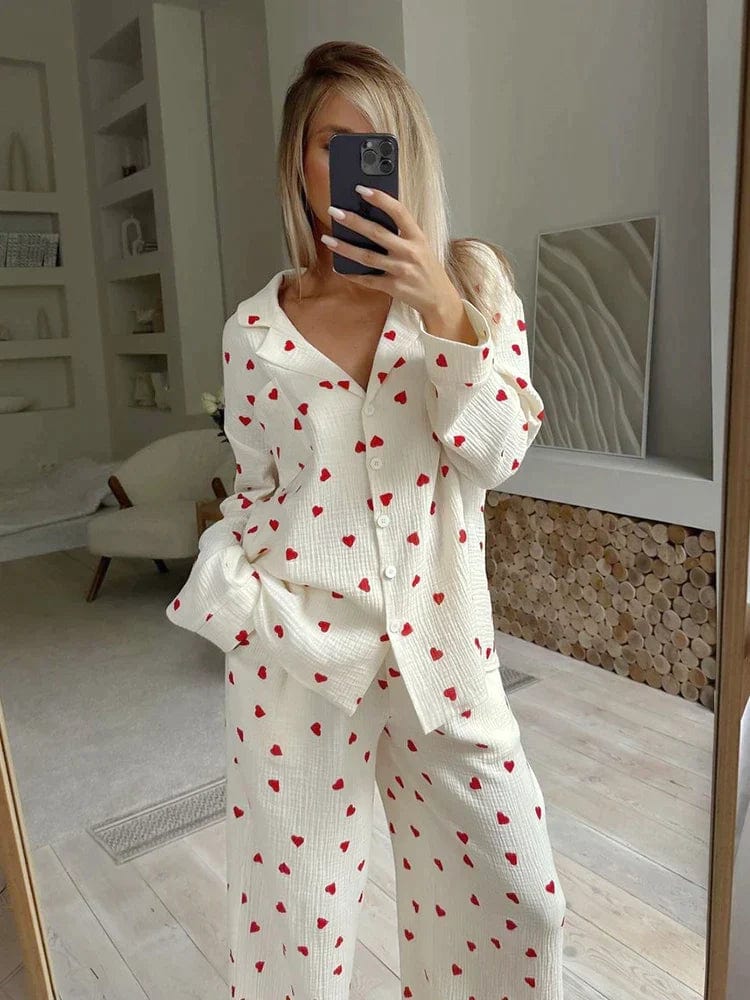 W&W Mode | Das Ästhetische Herz-Pyjama-Set