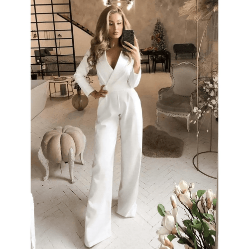 W&W Mode | Damen Jumpsuit Mit V-Ausschnitt