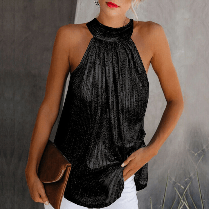 W&W Mode | Elegantes Neckholder Top Mit Offenen Schultern Damen Blusen Top