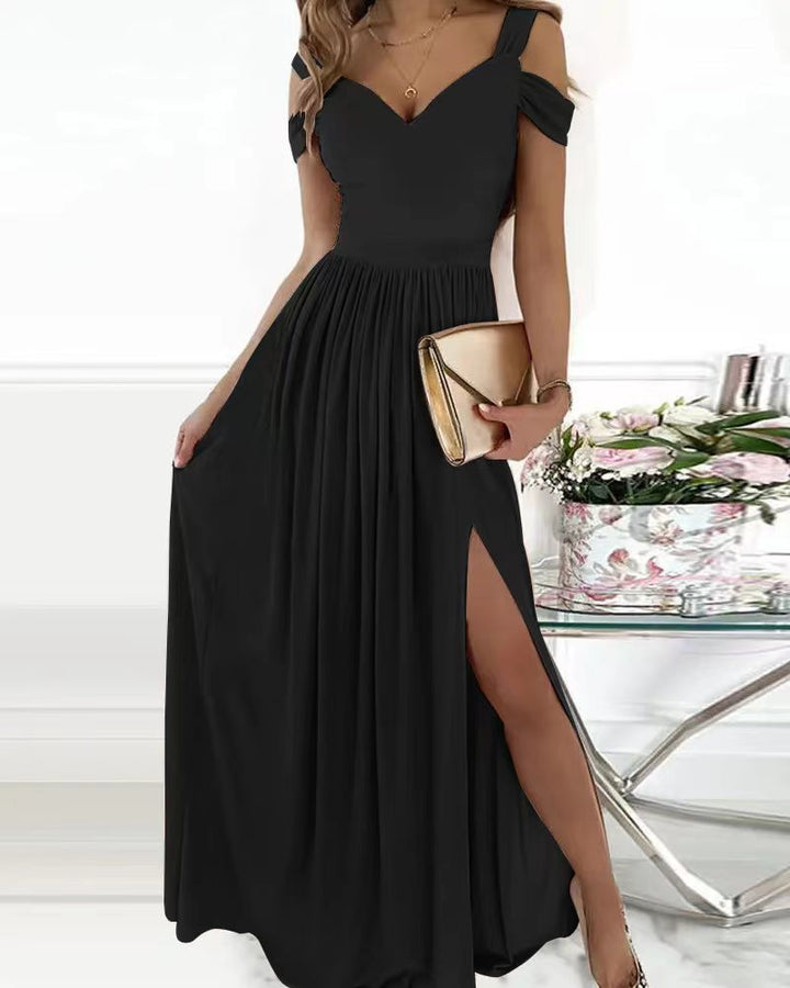 W&W Mode | Elegantes Off-Shoulder Büro Damen Langes Kleid