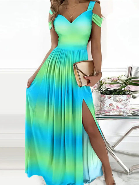 W&W Mode | Elegantes Off-Shoulder Büro Damen Langes Kleid